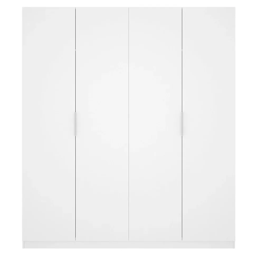 Grande Garde-robe Iuventas, Cintre pour chambre à coucher, Armoire avec 4 portes battantes, 180x52h204 cm, Blanc