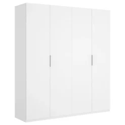 Grande Garde-robe Iuventas, Cintre pour chambre à coucher, Armoire avec 4 portes battantes, 180x52h204 cm, Blanc