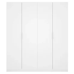 Grande Garde-robe Prado, Cintre pour chambre à coucher, Armoire avec 4 portes battantes, 180x52h204 cm, Blanc brillant