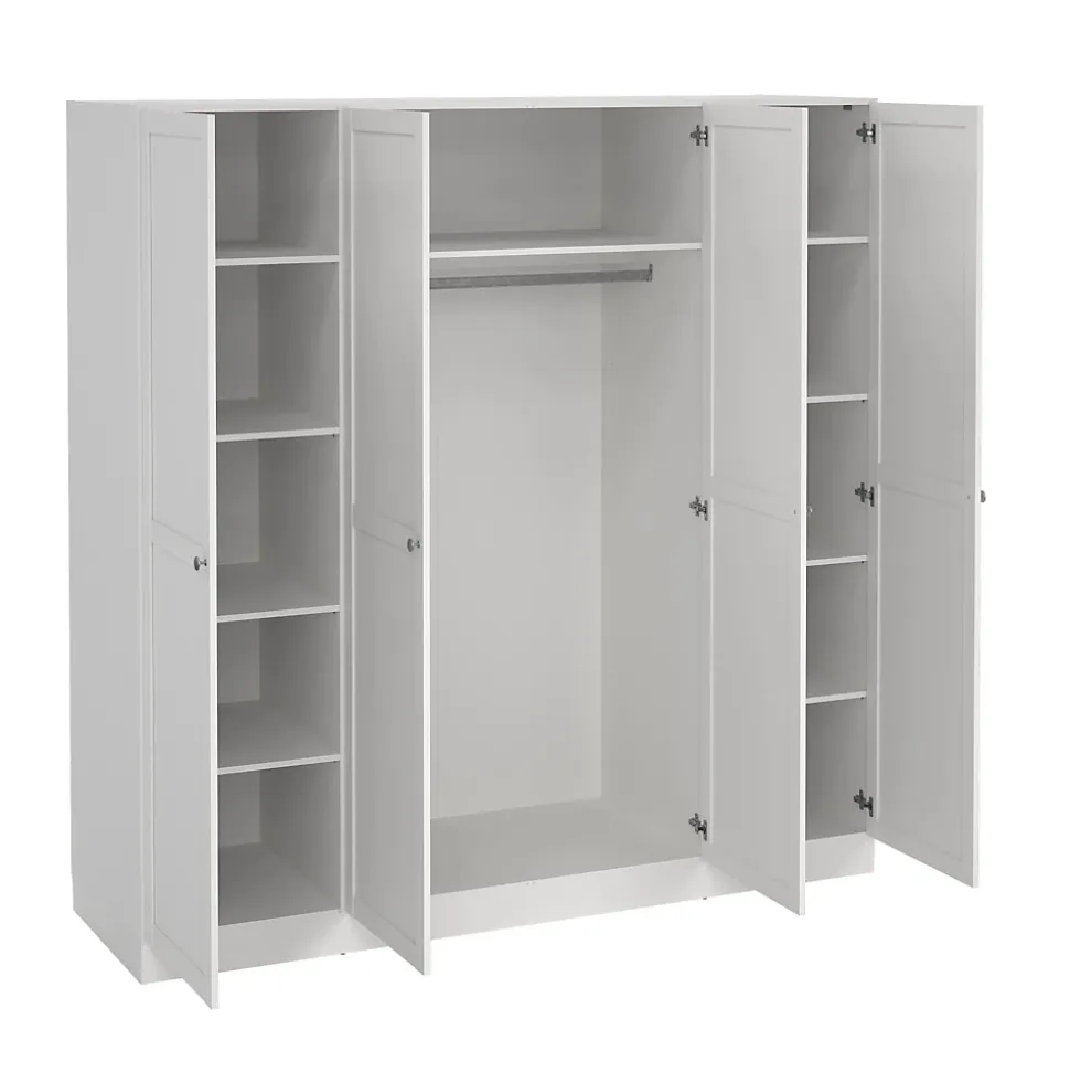 Grande Garde-robe Presidenti, Meubles de chambre, Penderie de plain-pied, Placard à vêtements, 196x62 h200 cm, Blanc