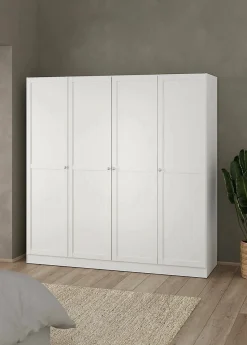 Grande Garde-robe Presidenti, Meubles de chambre, Penderie de plain-pied, Placard à vêtements, 196x62 h200 cm, Blanc