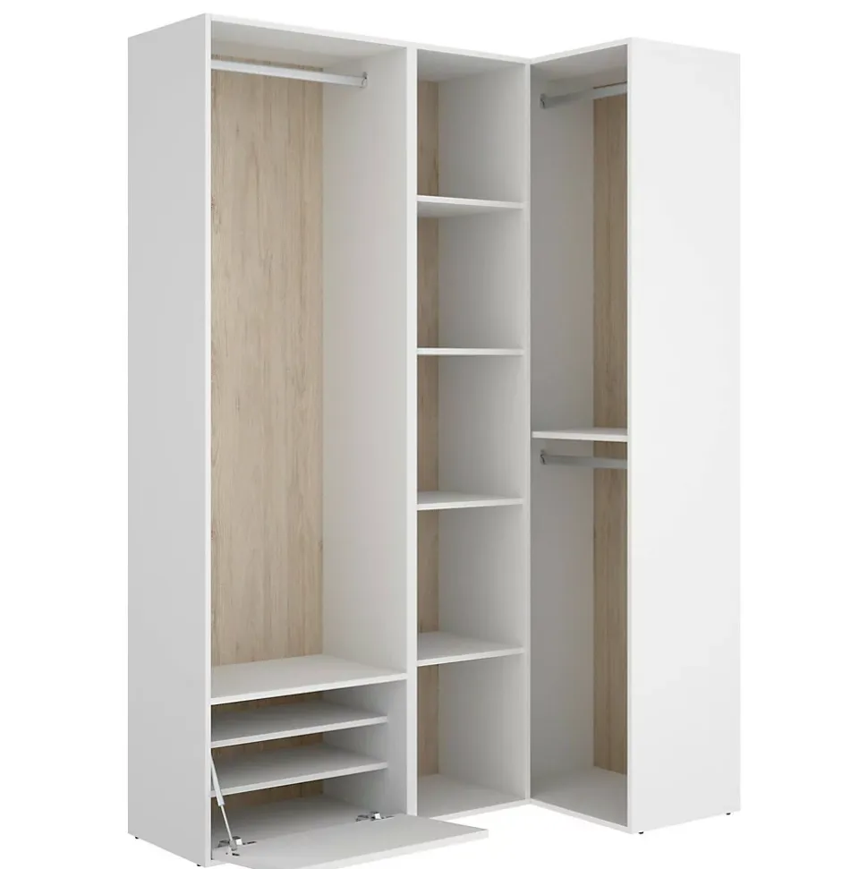 Grande Garde-robe Tobias, Meubles de chambre, Penderie de plain-pied, Placard à vêtements, 145x85 h205 cm, Blanc et Chêne clair