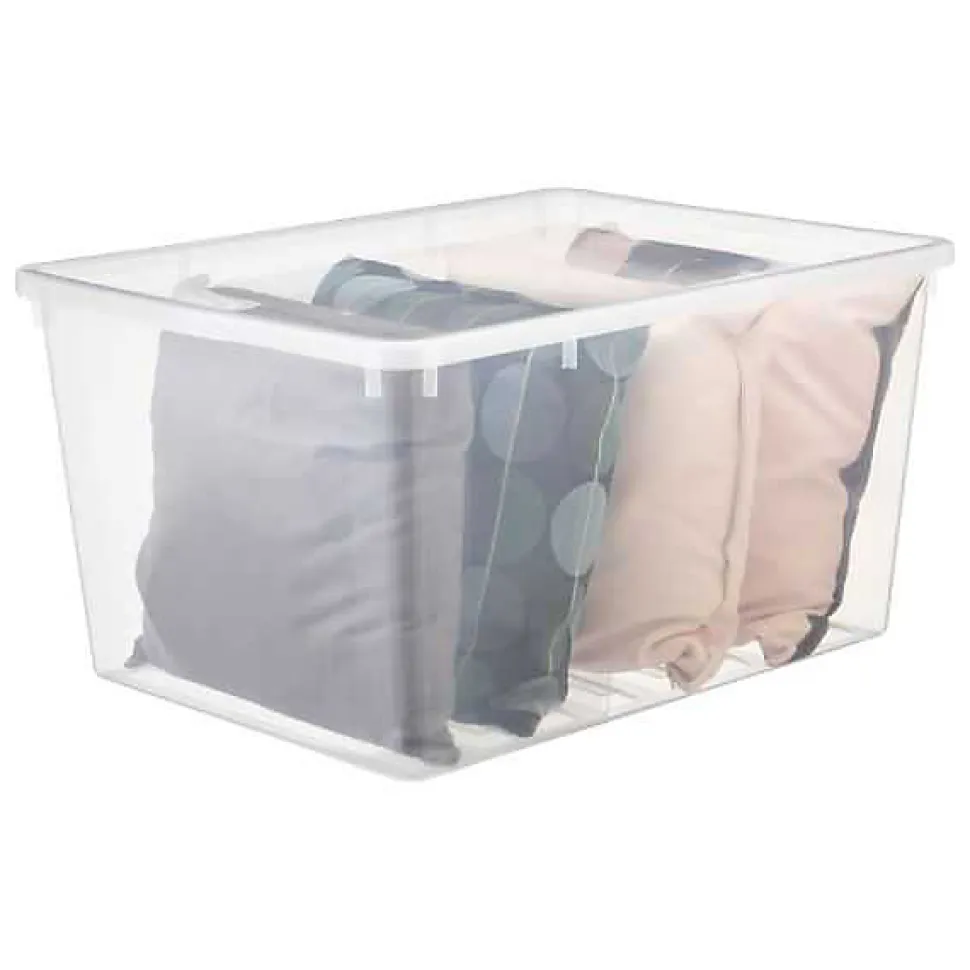 Grande Malle en plastique transparente pour vêtements 134 litres Basic Box