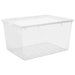 Grande Malle en plastique transparente pour vêtements 134 litres Basic Box