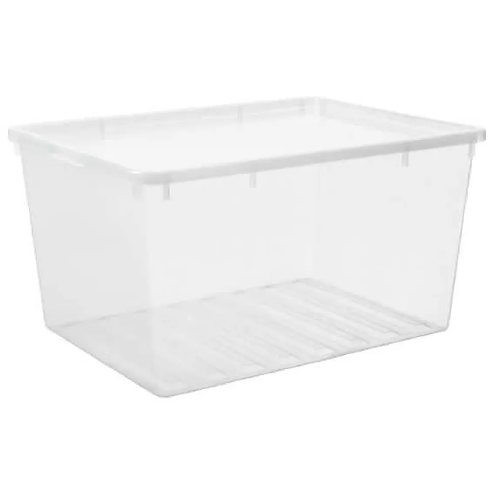 Grande Malle en plastique transparente pour vêtements 134 litres Basic Box