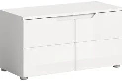 Hama - Banc (L/H/P : 80x43x37 cm) en imitation blanc et blanc brillant profond