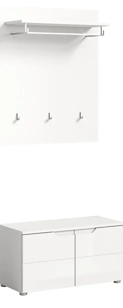 Hama - Combinaison de penderie (L/H/P : 80x193x37 cm) en imitation blanc et blanc brillant profond