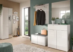 Hama - Combinaison de vestiaires (L/H/P : 258x193x37 cm) en imitation blanc et blanc brillant profond