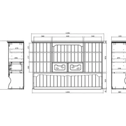 Haut de Vaisselier Blanc 9 Niches 2 Portes 2 Tiroirs Vitrés L 143 H 96 P 33 cm - L 143 x l 33 x H 96 cm