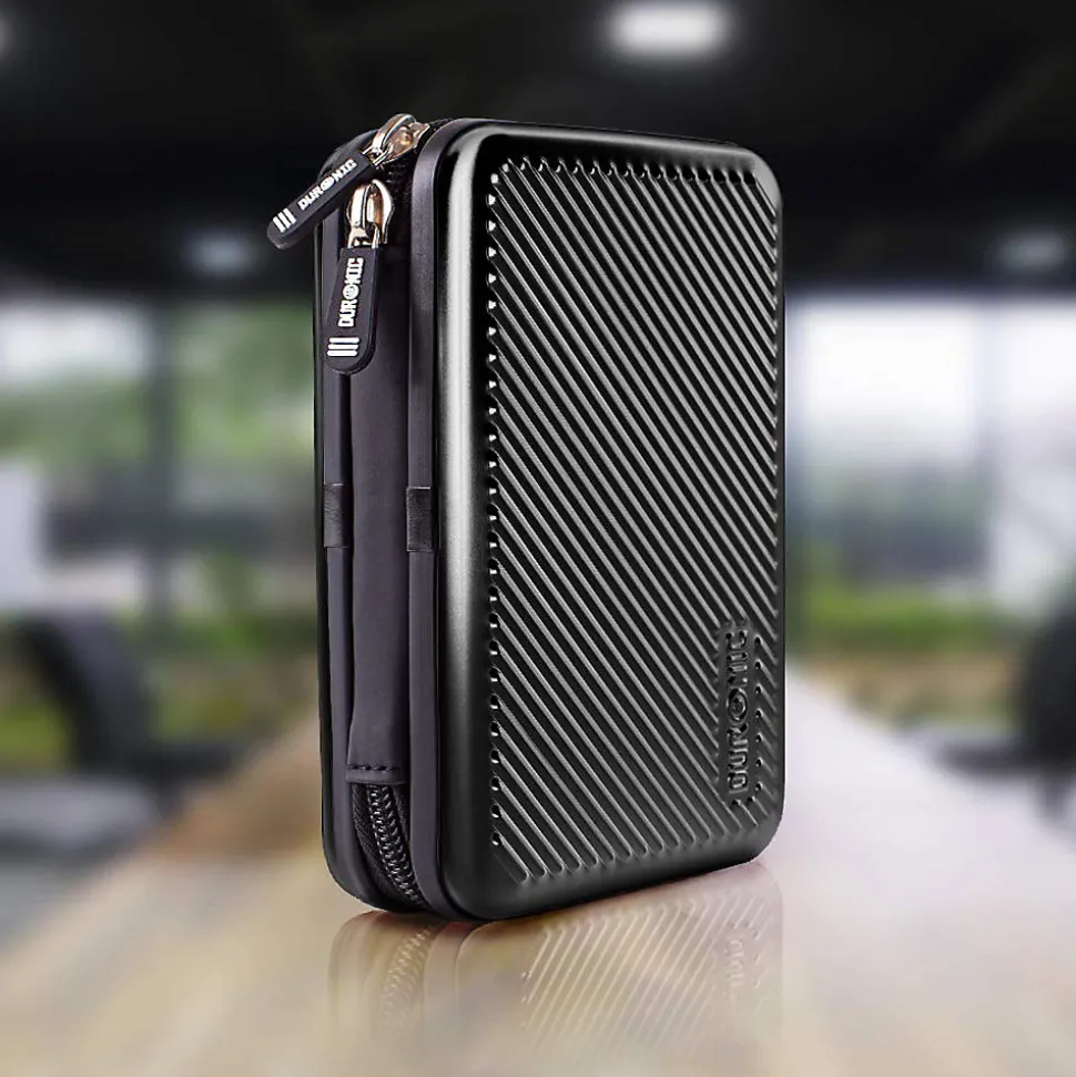 HDC3 BK Etui pour disque dur GPS liseuse batterie externe 11 x 16 cm Housse de protection antichoc rigide EVA Duronic
