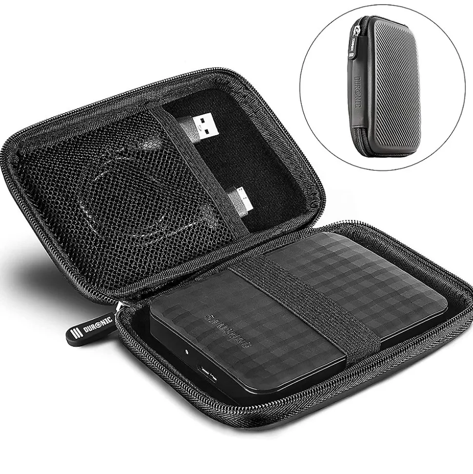 HDC2 GY Etui pour disque dur GPS liseuse batterie externe 11 x 15 cm Housse de protection antichoc semi rigide EVA Duronic