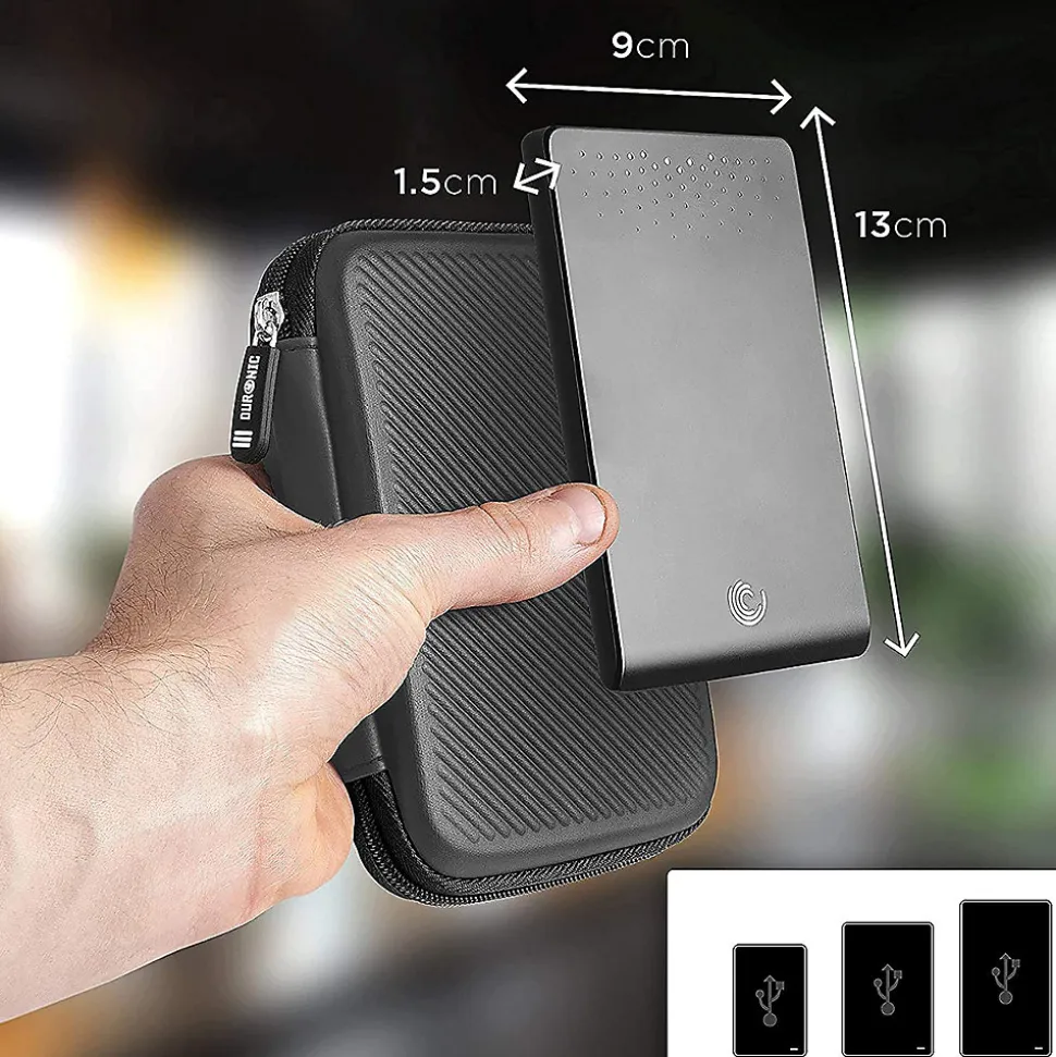 HDC2 GY Etui pour disque dur GPS liseuse batterie externe 11 x 15 cm Housse de protection antichoc semi rigide EVA Duronic