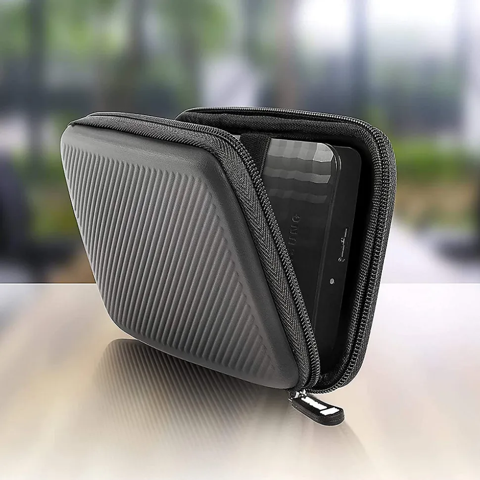 HDC2 GY Etui pour disque dur GPS liseuse batterie externe 11 x 15 cm Housse de protection antichoc semi rigide EVA Duronic