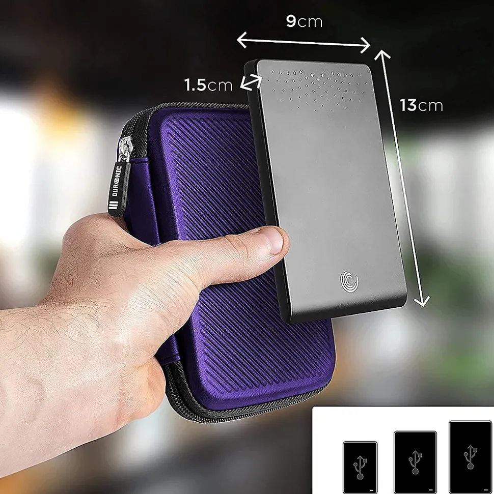 HDC2 VT Etui pour disque dur GPS liseuse batterie externe 11 x 15 cm Housse de protection antichoc semi rigide EVA Duronic