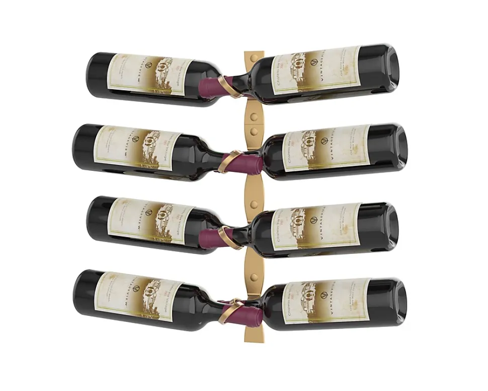 Helix Double support à bouteilles de vin doré mural standard 8 bouteilles