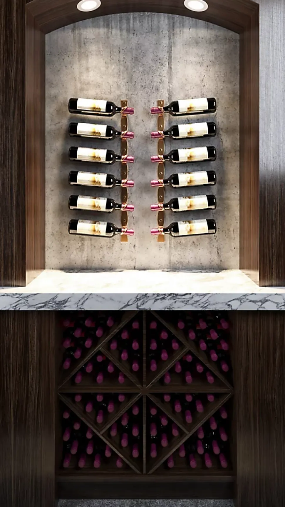 Helix Double support à bouteilles de vin doré mural standard 6 bouteilles