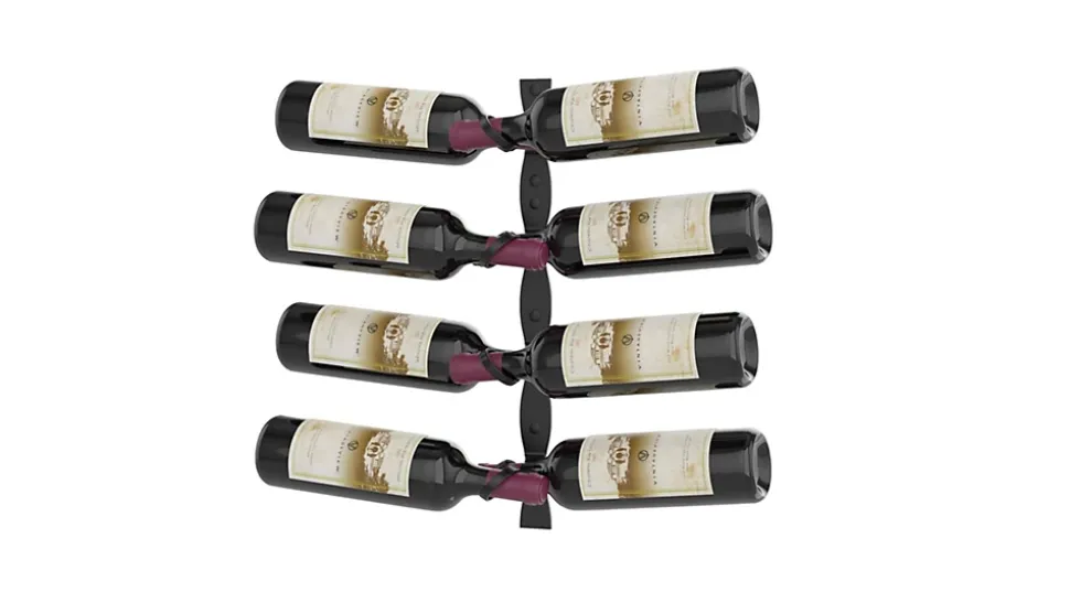 Helix Double support à bouteilles de vin noir mural standard 8 bouteilles