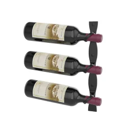 Helix Simple support à bouteille de vin noir mural 3 bouteilles gauche