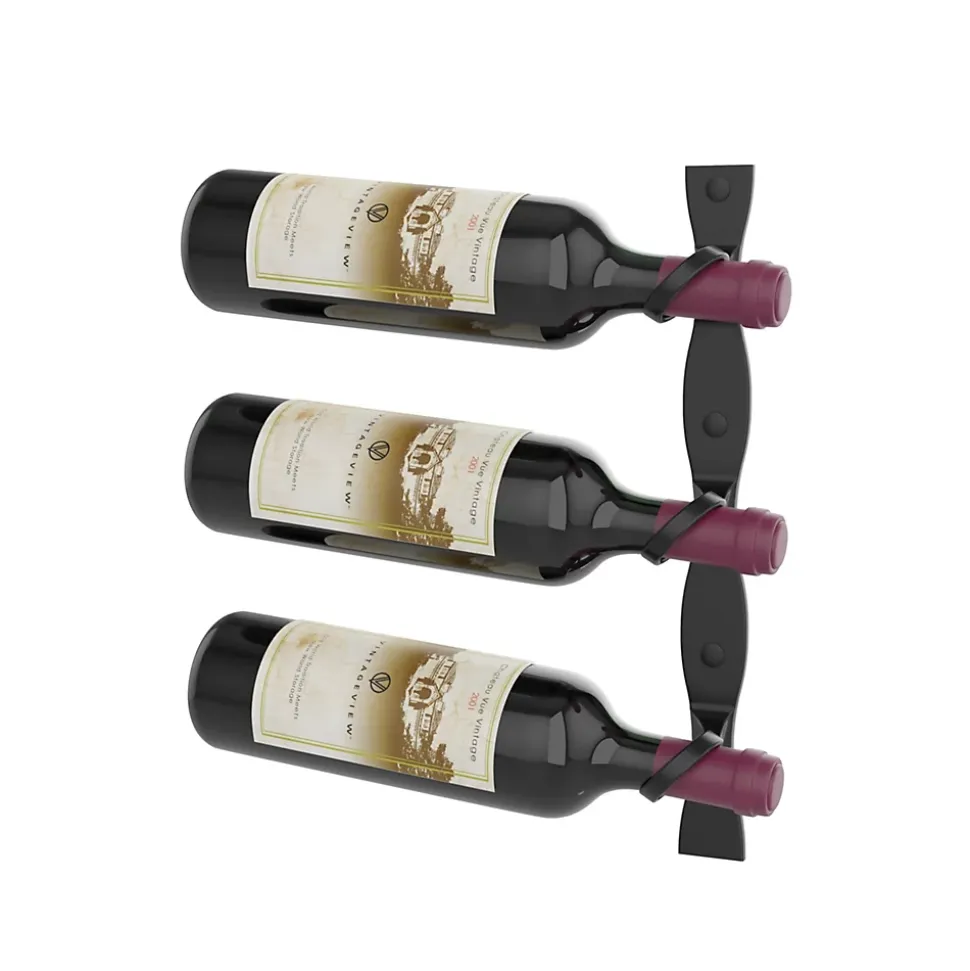 Helix Simple support à bouteille de vin noir mural 3 bouteilles gauche