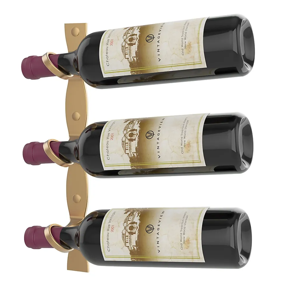 Helix Simple support à bouteille de vin doré mural 3 bouteilles droite
