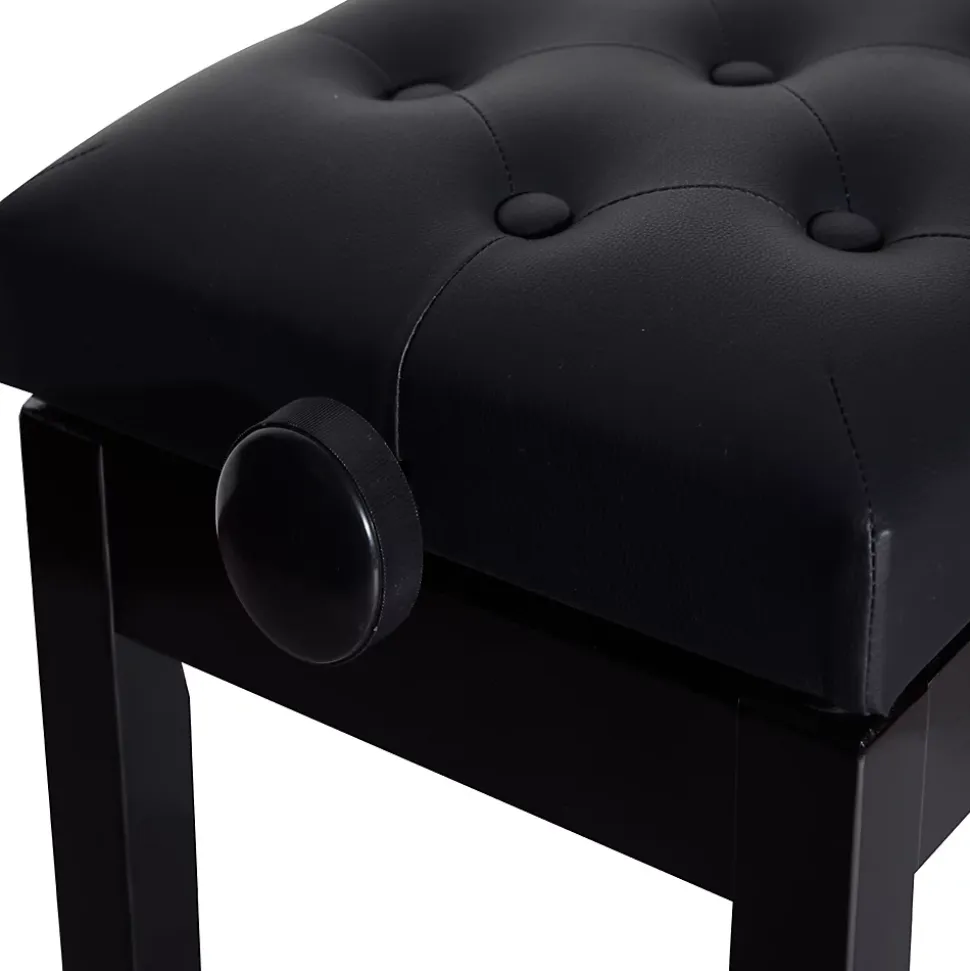 HOMCOM Banquette piano tabouret siege hauteur reglable noir bois revêtement synthétique