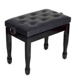 HOMCOM Banquette piano tabouret siege hauteur reglable noir bois revêtement synthétique