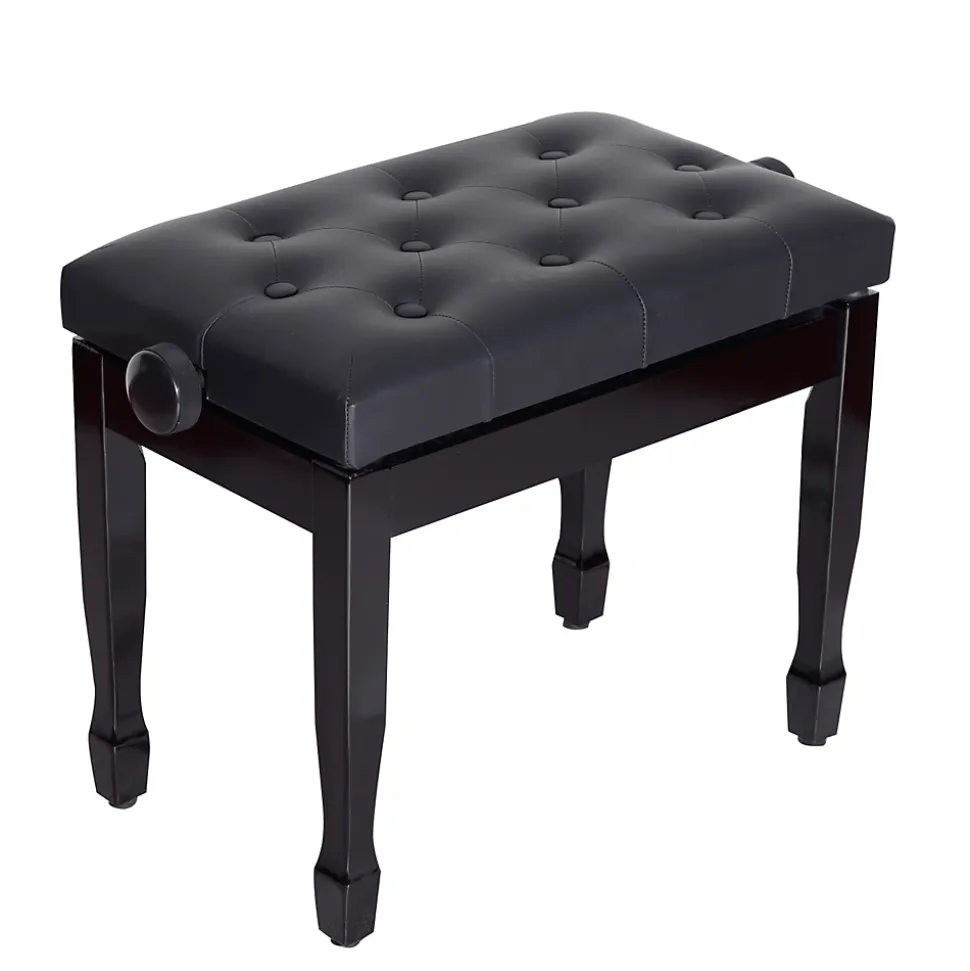 HOMCOM Banquette piano tabouret siege hauteur reglable noir bois revêtement synthétique
