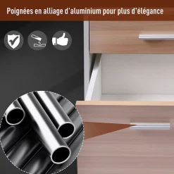 HOMCOM Bureau Informatique multimédia Design Multi-rangements 137 L x 55 l x 92 H cm chêne Blanc