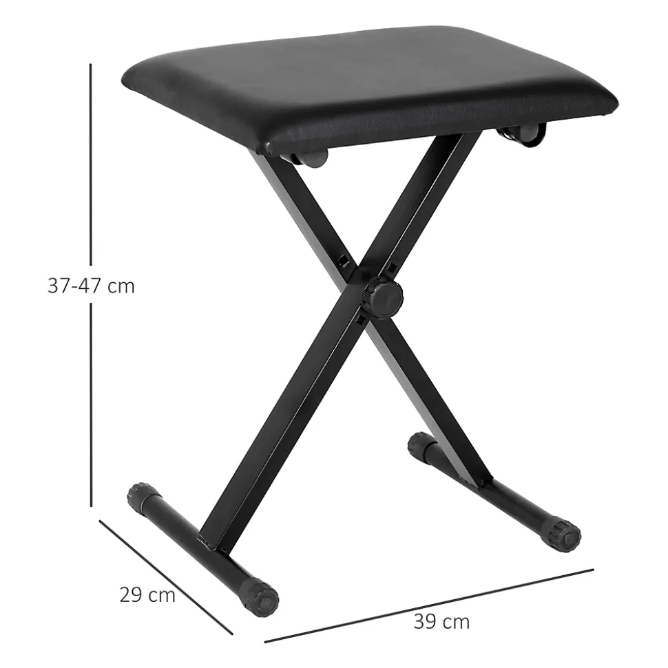 HOMCOM Tabouret banquette réglable pliable pour piano et clavier acier revêtement synthétique noir