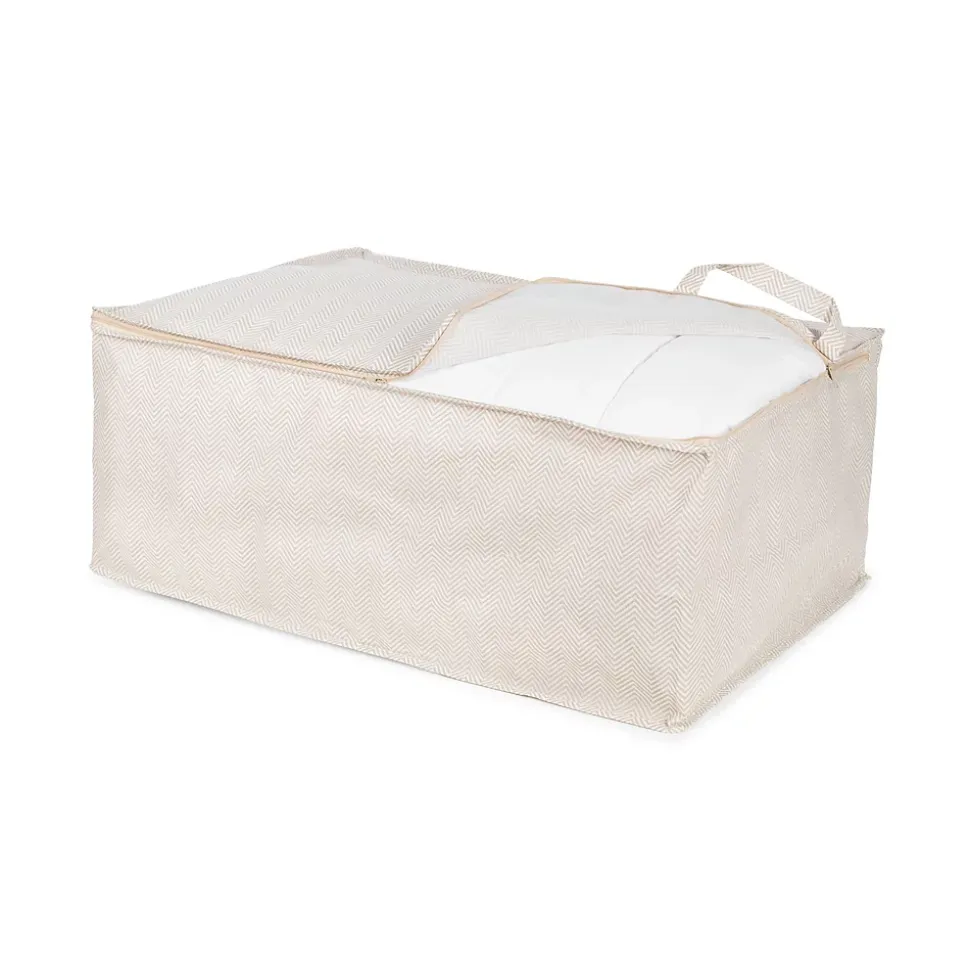 Housse de rangement pour couette Compactor Nancy beige L. 70 x H. 30 x P. 50 cm