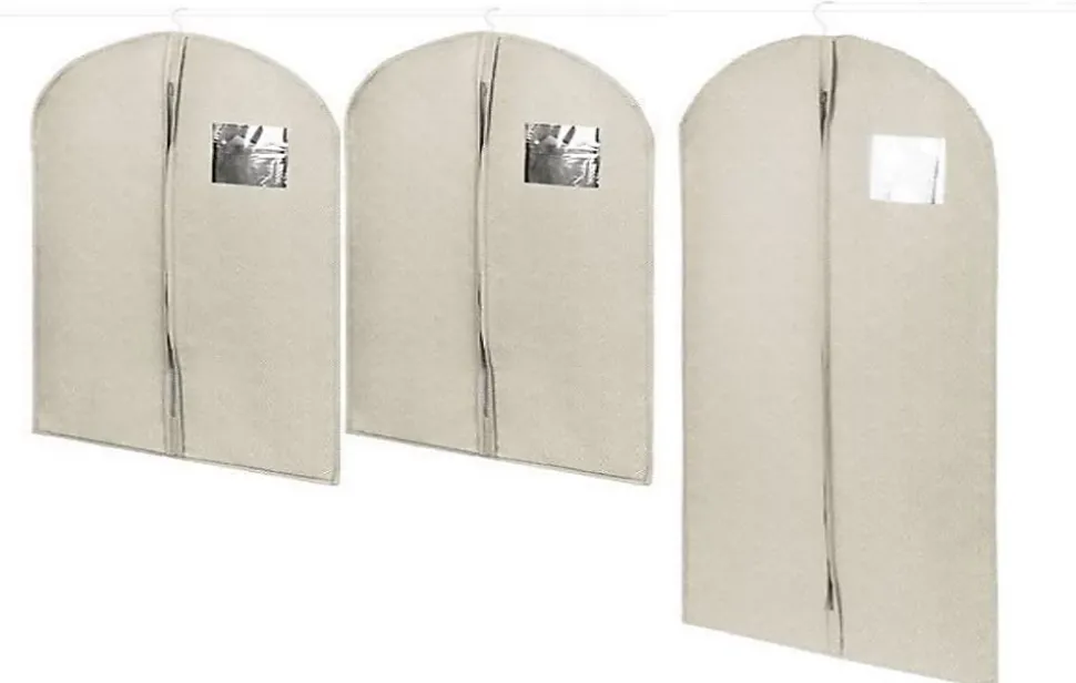 Housse pour vêtement Compactor Nancy beige 2 courts + 1 long vendue par 3 pièces