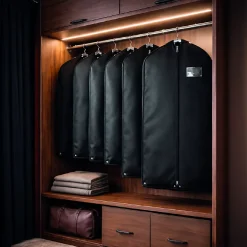 Housse pour vêtements à suspendre, premium pliable avec fenêtre transparente - 60 x 120 cm - Noir - Vivezen