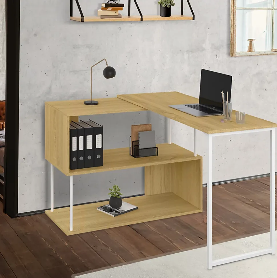 Id market bureau angle - 113 x 48 cm. haut de 75 cm. en bois - blanc