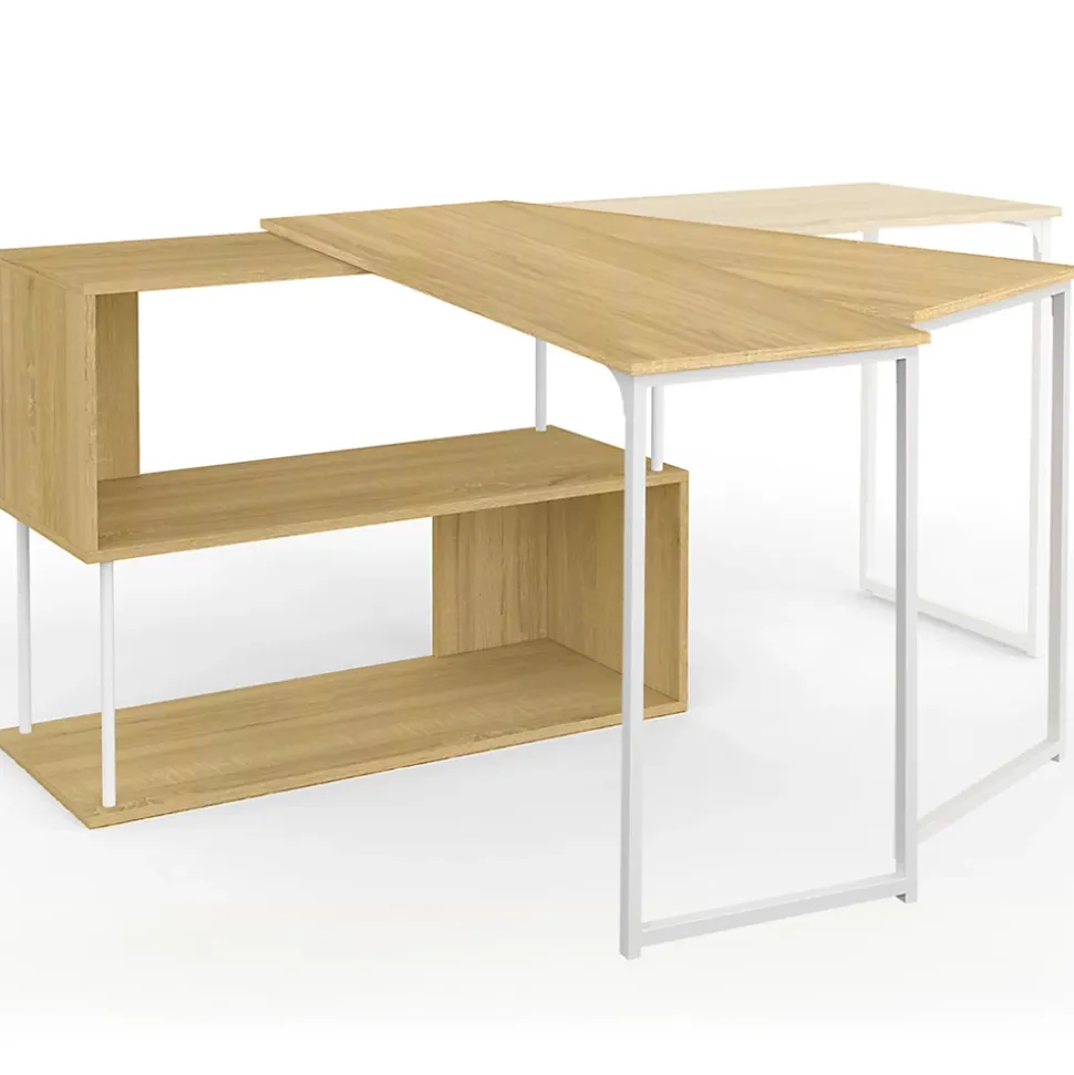 Id market bureau angle - 113 x 48 cm. haut de 75 cm. en bois - blanc