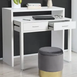 Id market bureau enfant - 98.5 x 36 cm. haut de 88 cm. en panneaux de particules avec 2 tiroir - blanc