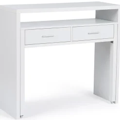 Id market bureau enfant - 98.5 x 36 cm. haut de 88 cm. en panneaux de particules avec 2 tiroir - blanc