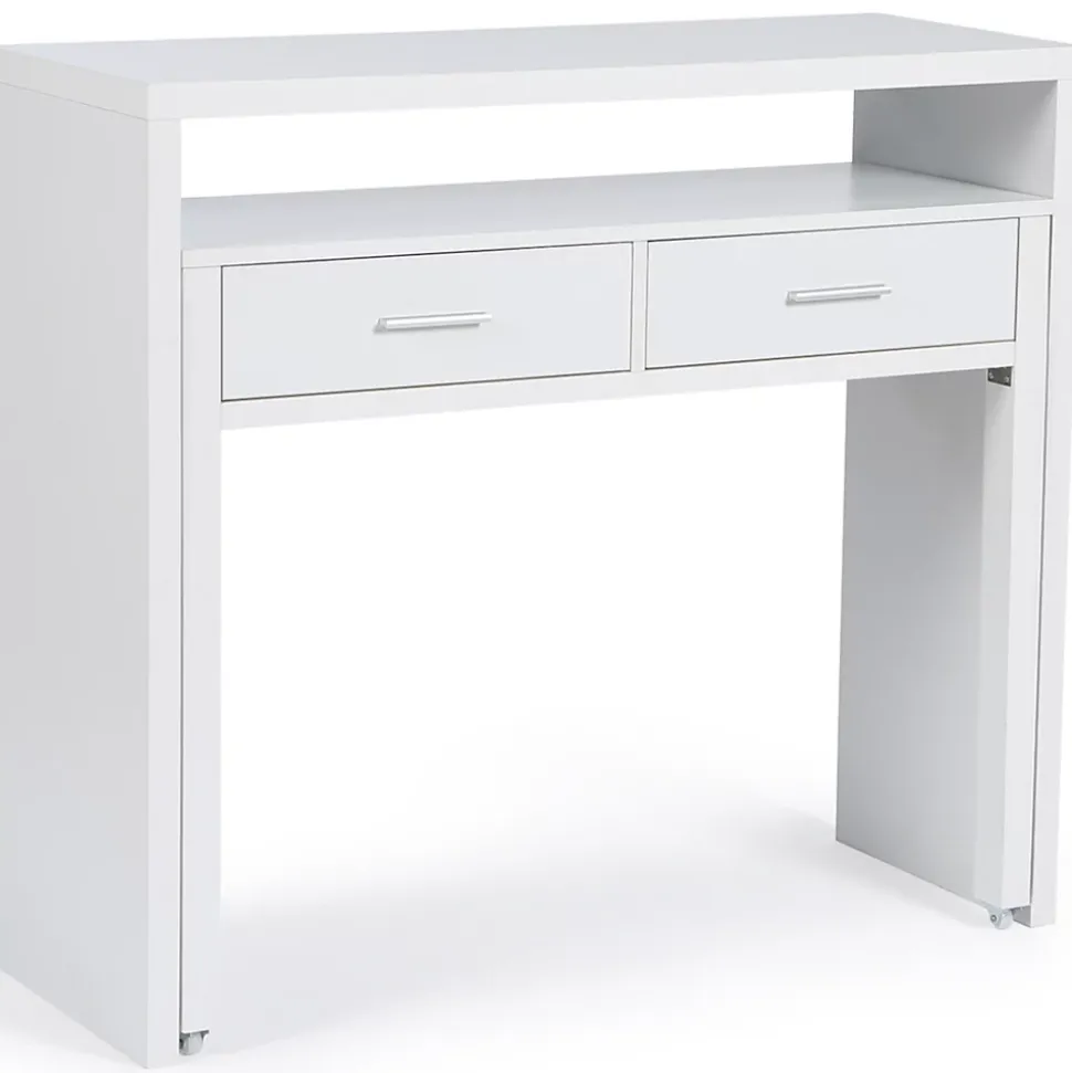 Id market bureau enfant - 98.5 x 36 cm. haut de 88 cm. en panneaux de particules avec 2 tiroir - blanc