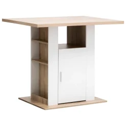 Ilot de cuisine effet bois naturel blanc 90x110cm - Beige- 5five