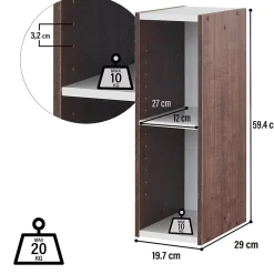 Iris Ohyama, Bibliothèque à 2 etageres de rangement, Lot de 2 meubles d'appoint, UB-6020, Marron