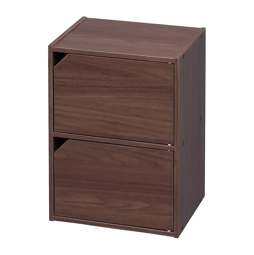 Iris Ohyama, Bibliothèque de rangement, Meuble avec 2 portes et 2 étagères, MDB-2D, Marron, L29 x P36.6 x H49.4 cm