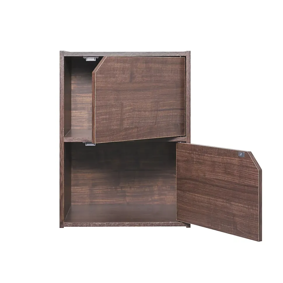 Iris Ohyama, Bibliothèque de rangement, Meuble avec 2 portes et 2 étagères, MDB-2D, Marron, L29 x P36.6 x H49.4 cm