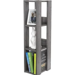 Iris Ohyama, Bibliothèque, Meuble de rangement à 3 Niveaux/étagères ajustables, OWR-200- Chêne Gris, L29.3 x P20 x H87.9 cm