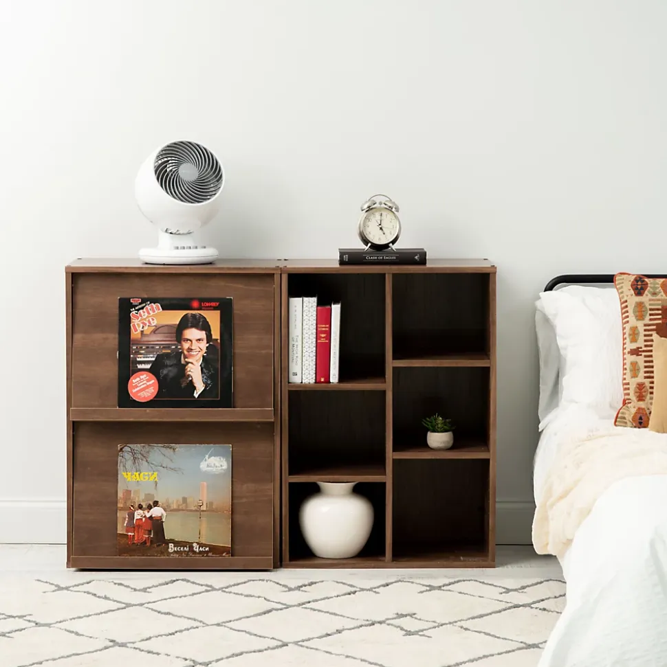 Iris Ohyama, Bibliothèque, Meuble, 6 étagère, Cube de rangement, Modulable, CFR-9060, Marron, L35 x P59 x H83.6 cm