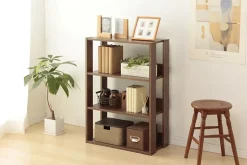 Iris Ohyama, Bibliothèque, Meuble de rangement à 3 Niveaux/étagères ajustables, OWR-600, Marron, L29.3 x P60 x H87.9 cm