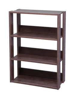 Iris Ohyama, Bibliothèque, Meuble de rangement à 3 Niveaux/étagères ajustables, OWR-600, Marron, L29.3 x P60 x H87.9 cm