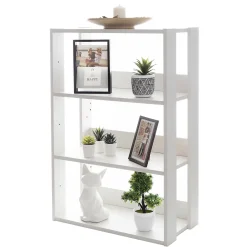Iris Ohyama, Bibliothèque, Meuble de rangement à 3 Niveaux/étagères ajustables, OWR-600-Chêne Blanc, L29.3 x P60 x H87.9 cm