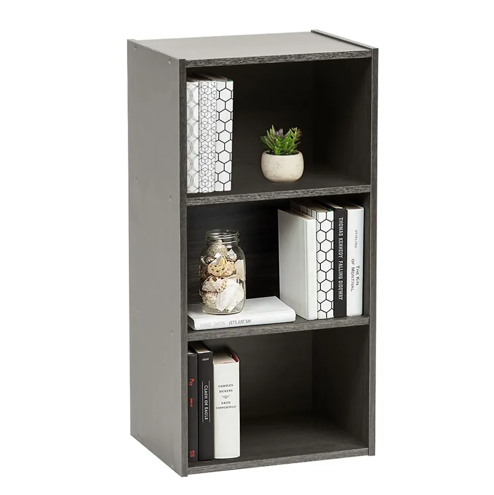 Iris Ohyama, Bibliothèque, étagère de rangement, Meuble d'appoint- MDB-3, Chêne Gris, L29 x P36.6 x H73.2 cm