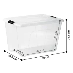 Iris Ohyama, Boite de Rangement Plastique avec Couvercle, 60L, Lot de 3, Transparent,NTB-60