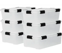 Iris Ohyama, Boite de Rangement Hermétique, 30L, Lot de 6, Transparent, DDAT-LS