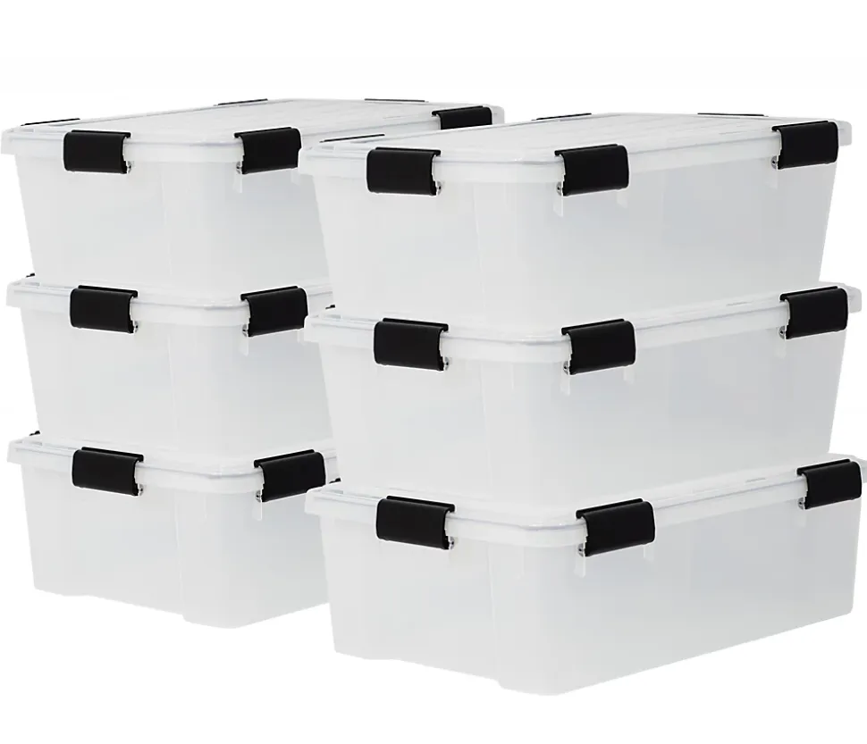 Iris Ohyama, Boite de Rangement Hermétique, 30L, Lot de 6, Transparent, DDAT-LS